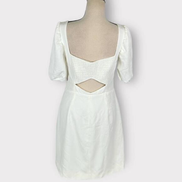 French Connection Whisper Puff Sleeve Mini Dress Women's 8 White NWOT - Picture 5 of 11
